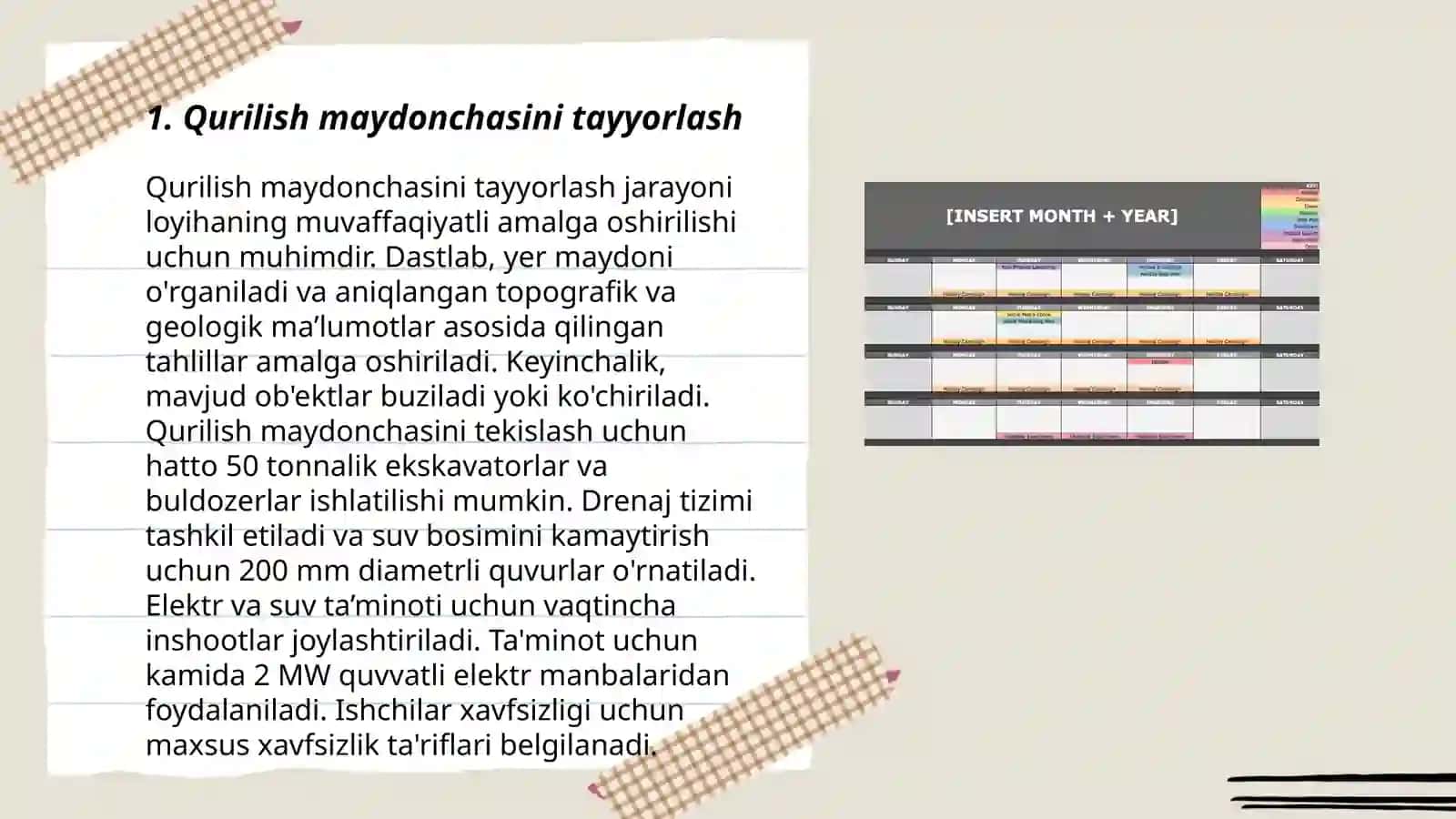 Bino va inshootlar majmuasi qurilishini tashkil etish va kalendar rejalash 3
