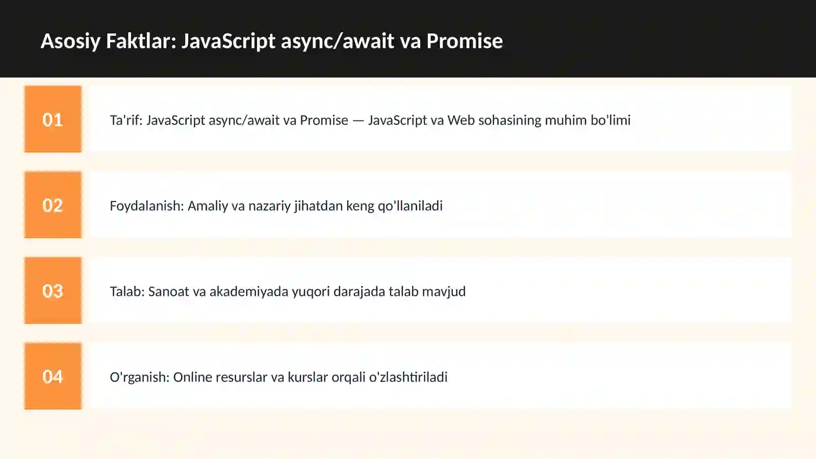 JavaScript async/await va Promise 3