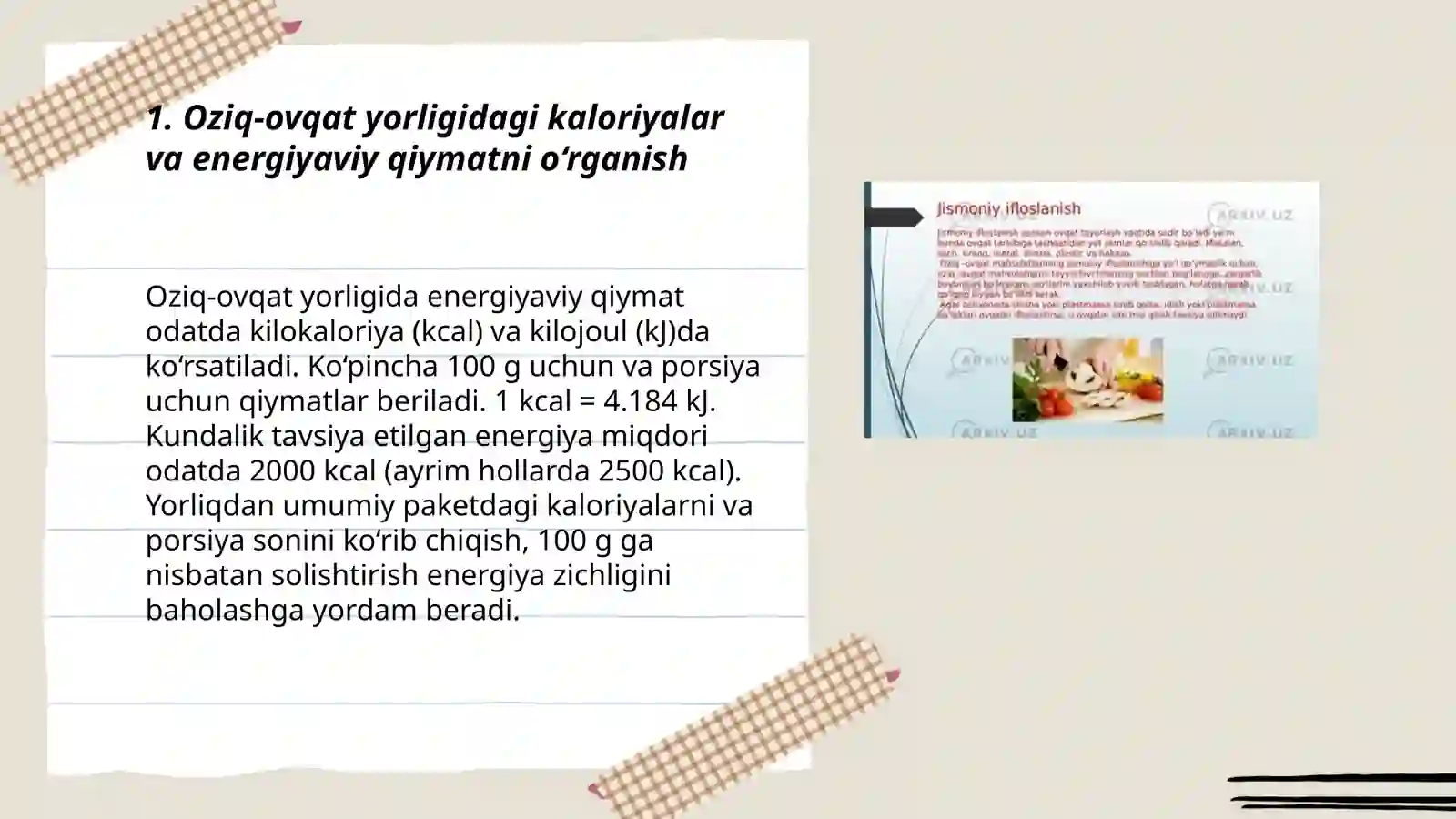 Oziq ovqat mahsulotlarining foydali va zararli tomonlarini yorliqlar bilan o'rganish 3