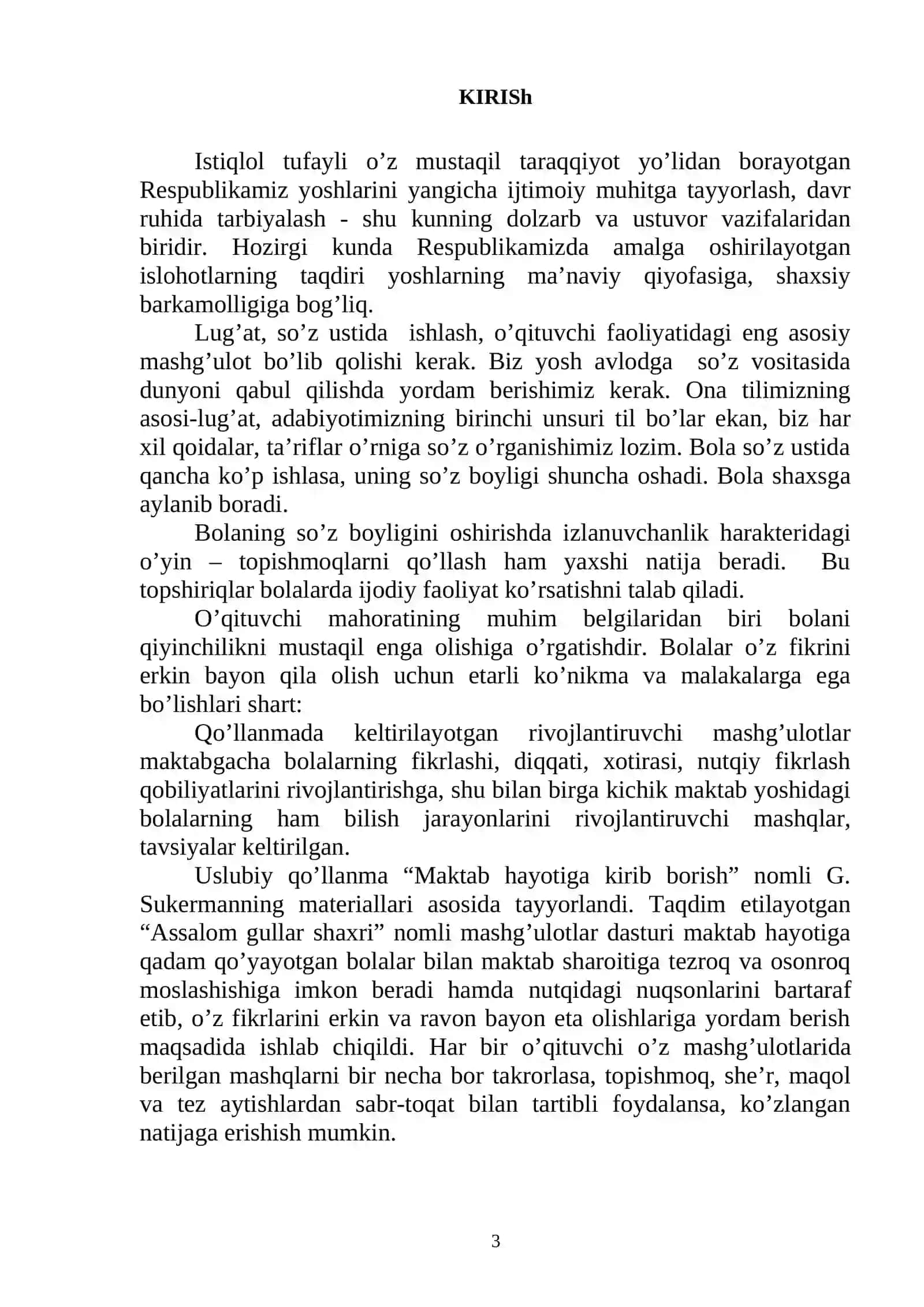 Rivojlantiruvchi Ma'sh'ulotlar 3