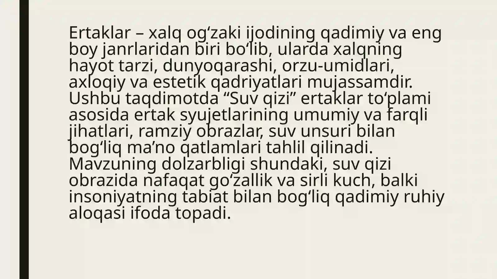 ‘Suv qizi’ ertaklar to’plamini o’qish va o’xshash syujet chiziqlarini aniqlash 3