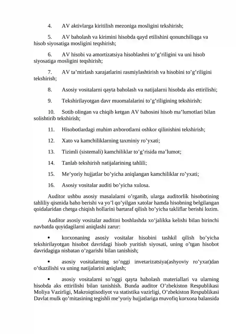 Asosiy vositalar harakati auditini tashkil etish 3