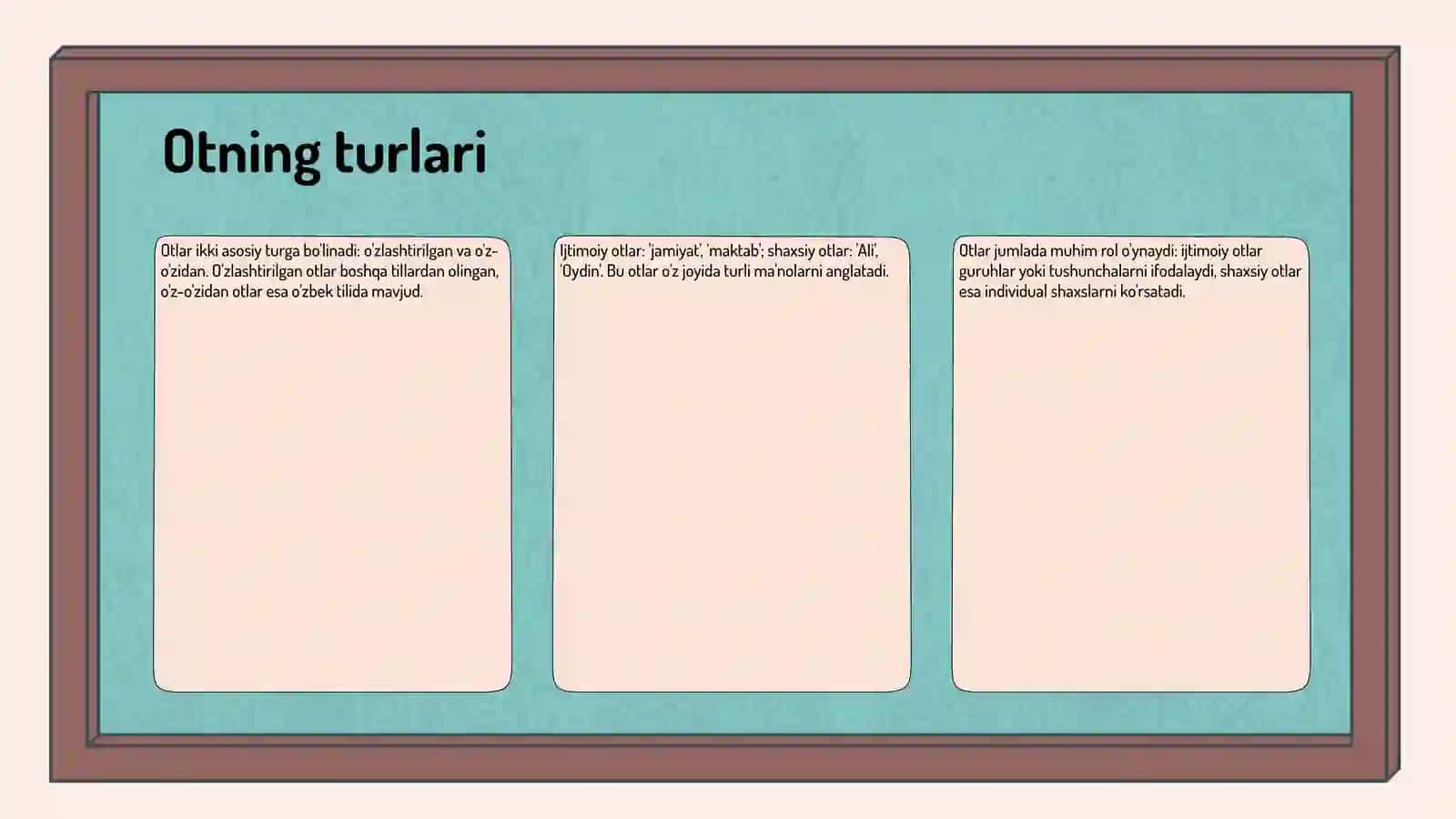 Ot,  sifat, son so z turkumlari 3