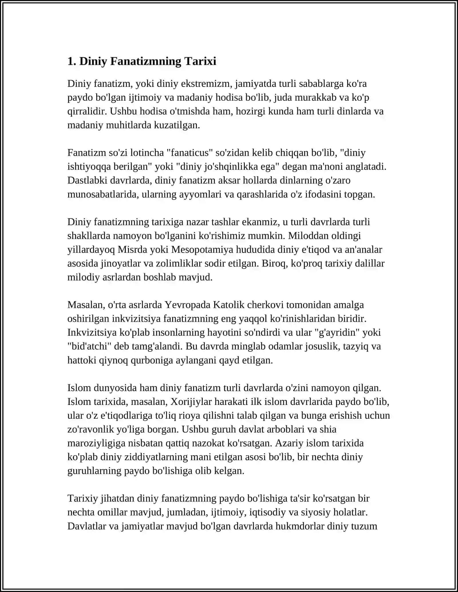DINIY FANATIZM, EKSTREMIZM, FUNDAMENTALIZM, TERORIZMNING TARIXI VA ULARNING HOZIRGI DAVRDA XAVSIZLIKKA TAHDIDI 3