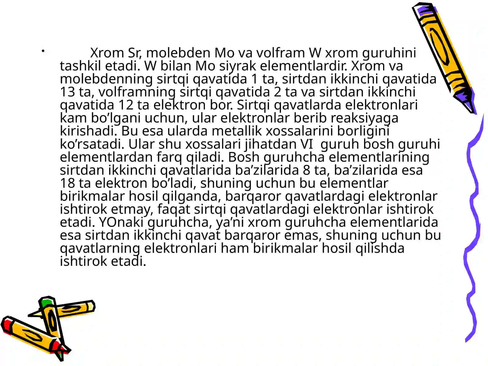 Xromning olinishi, xossalari va birikmalari 3
