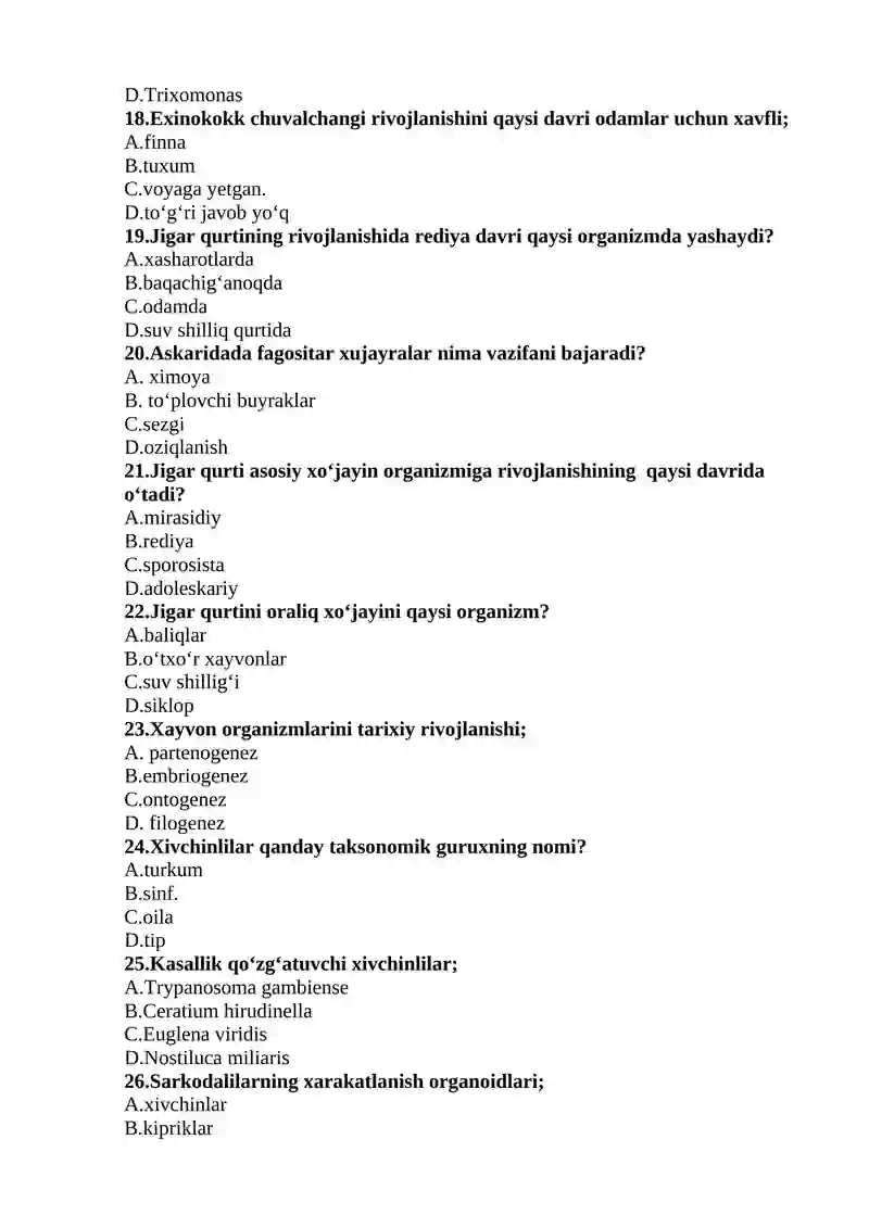 TIBBIIY BIOLOGIYA FANIDAN TEST TOPShIRIQLARI 3