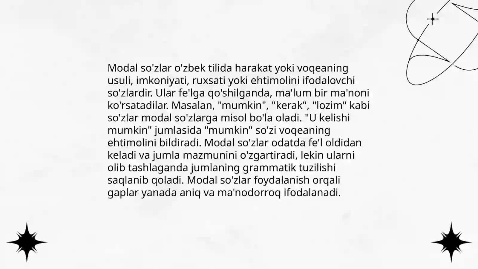 Modal so'zlar o'zbek tilida 3