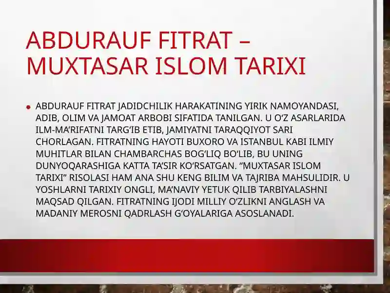 Abdurauf Fitratning "Muxtasar islom tarixi" risolasi 3
