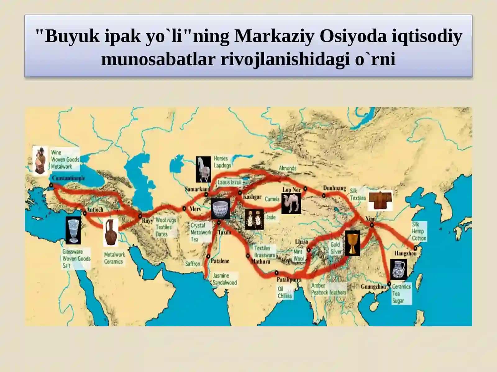 Buyuk ipak yo`lining Markaziy Osiyoda iqtisodiy munosabatlar rivojlanishidagi o`rni 3