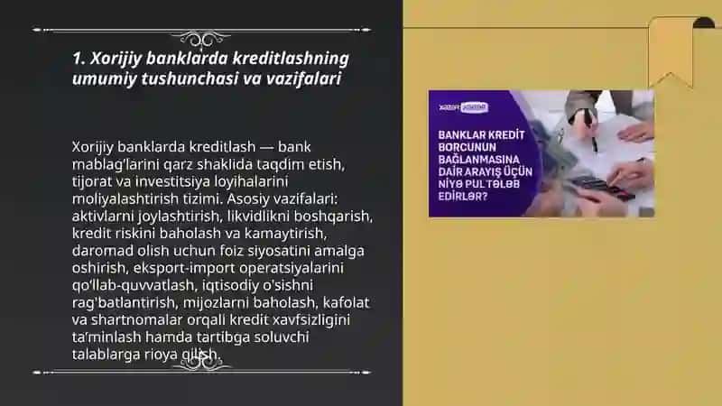 Xorijiy banklarda kreditlash va ularni turlari 3