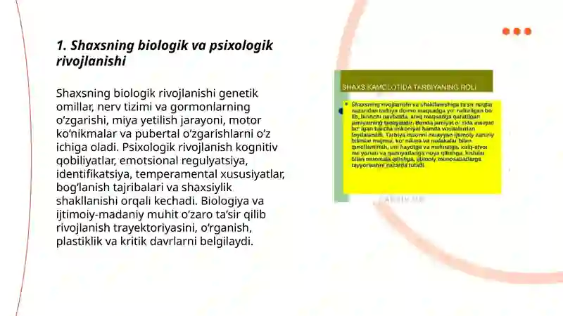 Shaxsning rivojlanishi, tabiyasi va ijtimoiylashuvi 3