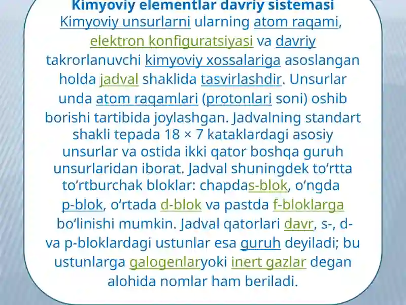Kimyoviy elementlar davriy sistemasi 3