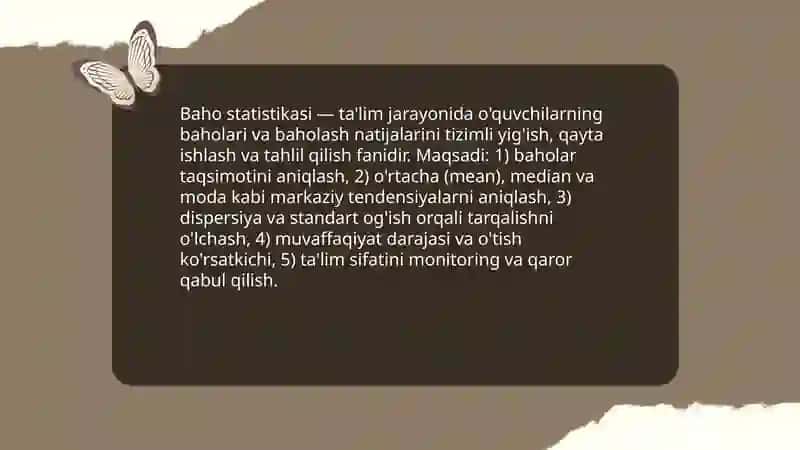 Baho statistikasi 3