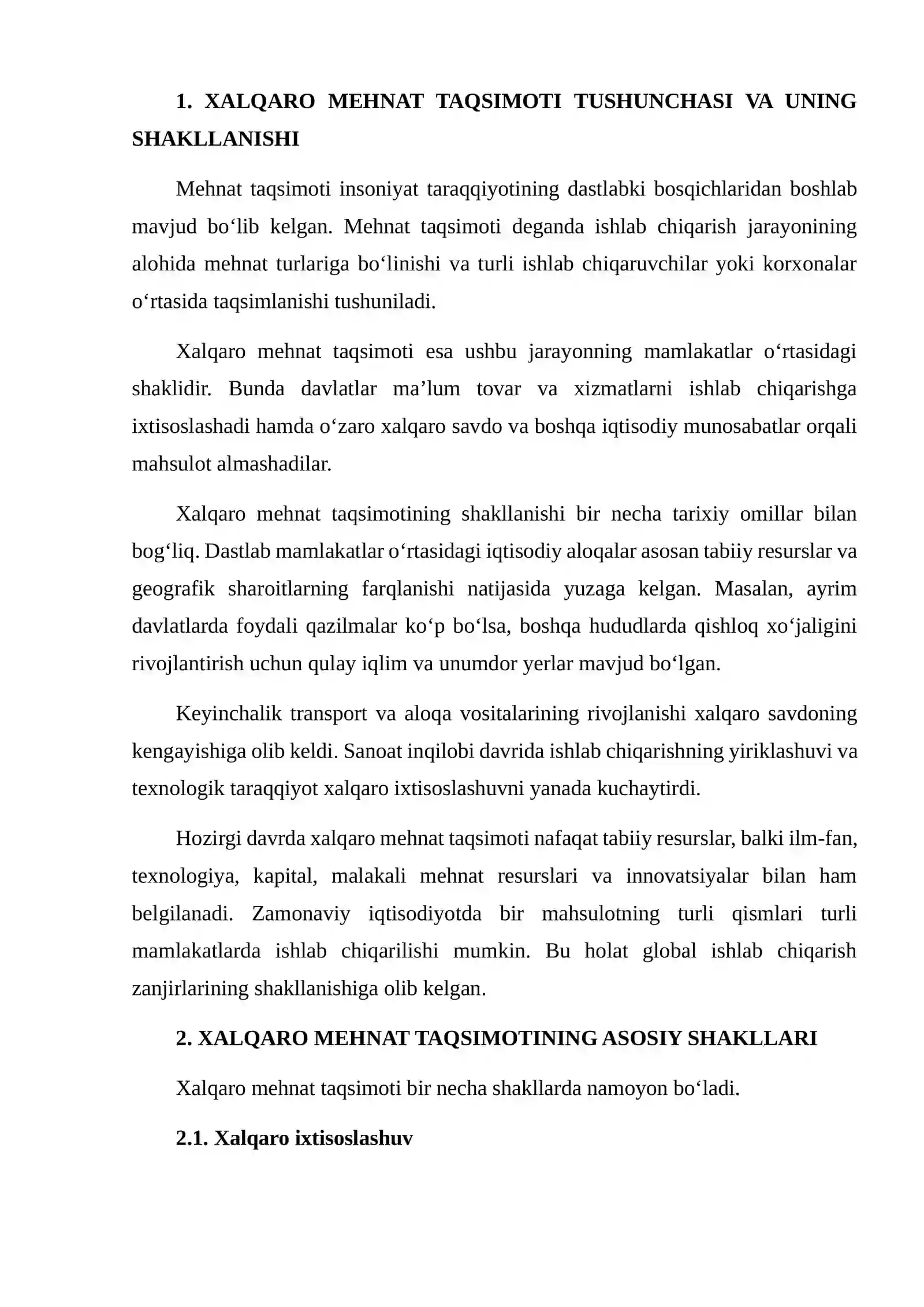 XALQARO MEHNAT TAQSIMOTI VA UNING AFZALLIKLARI 3