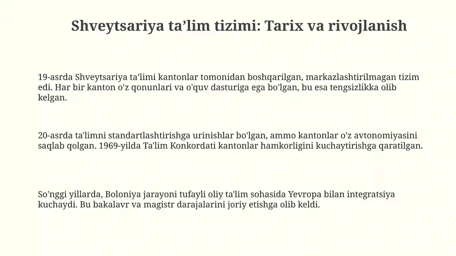 Shveytsariya ta'lim tizimi 3