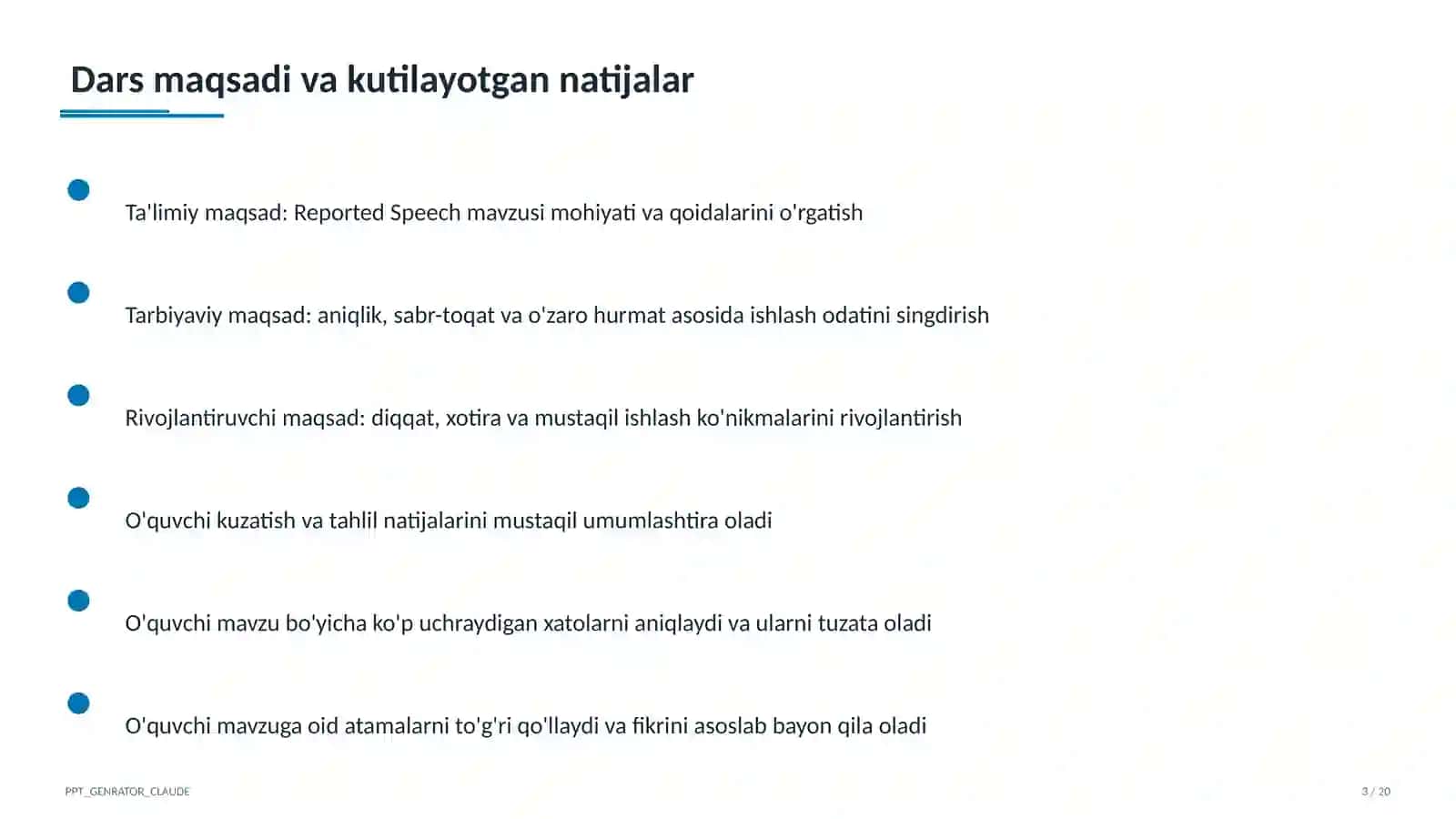 Reported Speech (9-sinf) 3