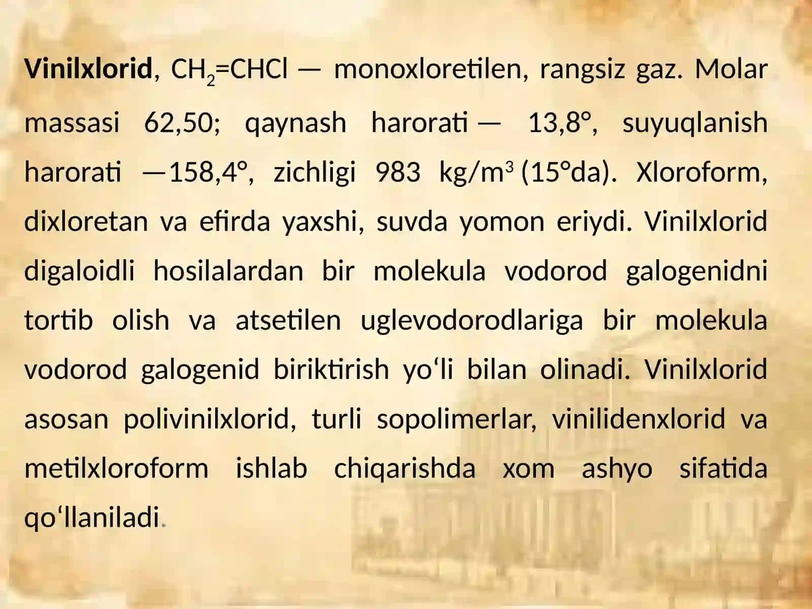 Vinilxlorid monomerini begona gazlardan to'zalash 3