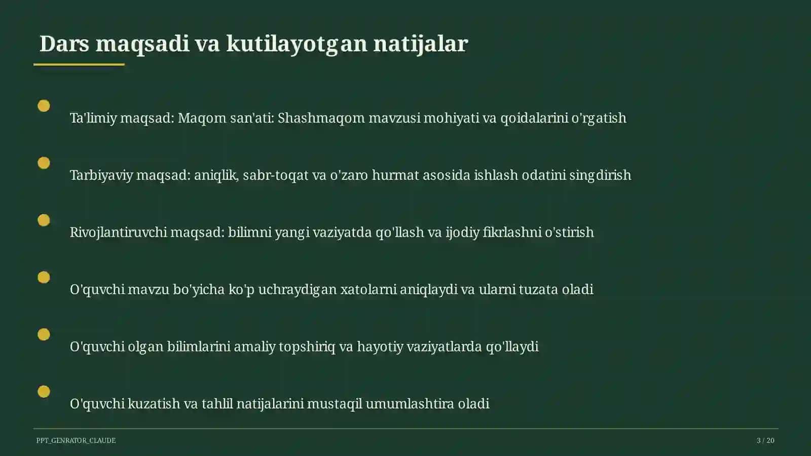 Maqom san'ati: Shashmaqom (5-sinf) 3