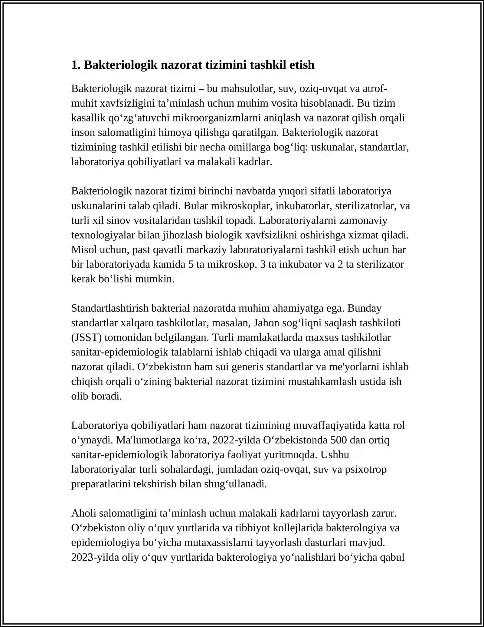 BAKTERIOLOGIK (BIOLOGIK) O'CHOQDA EPIDEMIYAGA QARSHI CHORA-TADBIRLARNI TASHKIL ETISH 3