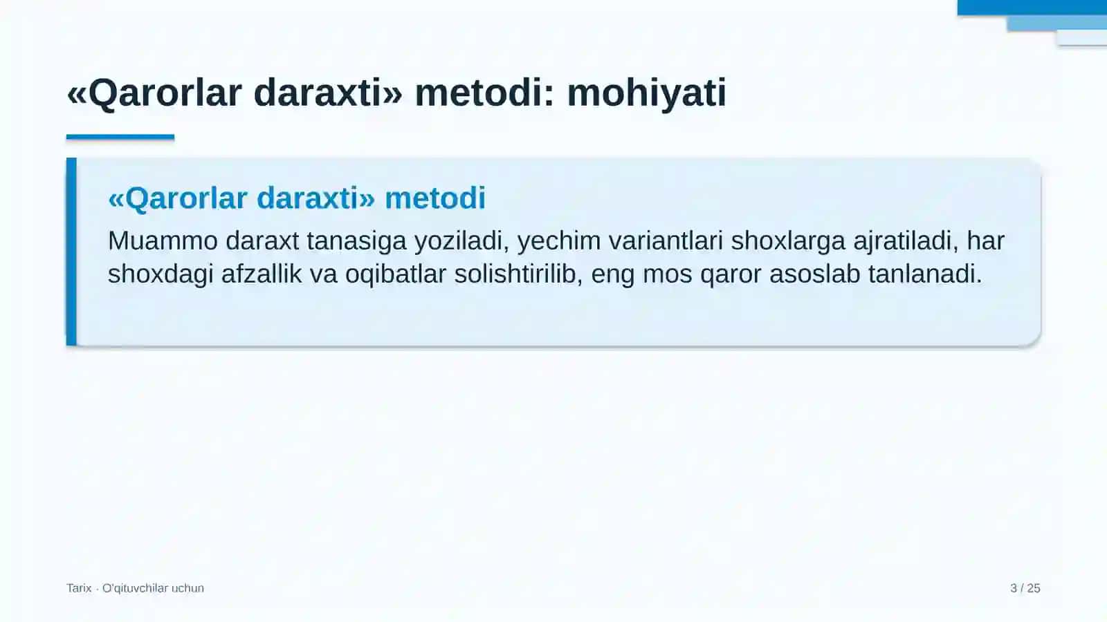 tarix darslarida qarorlar daraxti metodidan foydalanish 8106 3