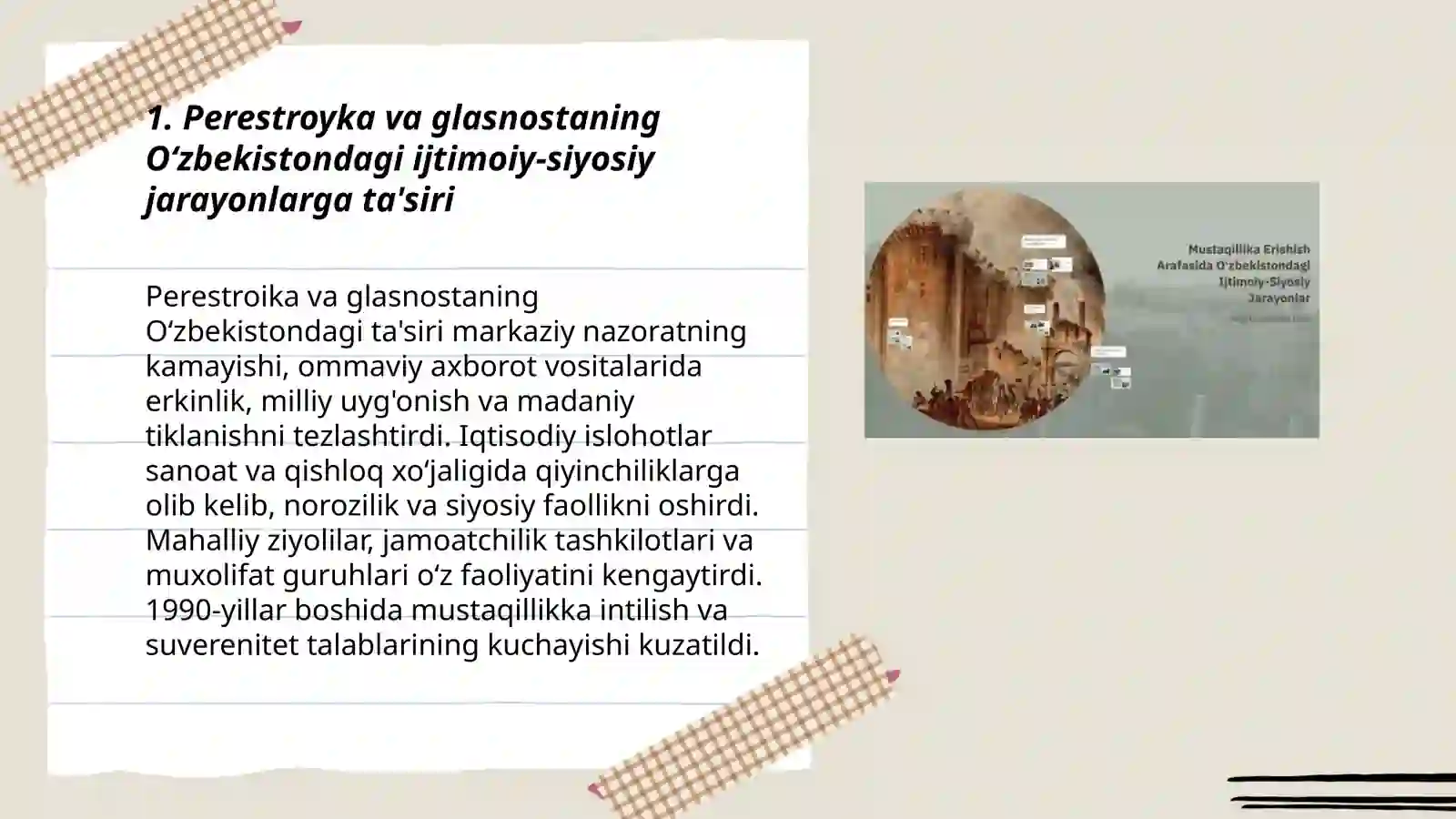 Mustaqillikka erishish arafasida O‘zbekistondagi ijtimoiy siyosiy jarayonlar 3