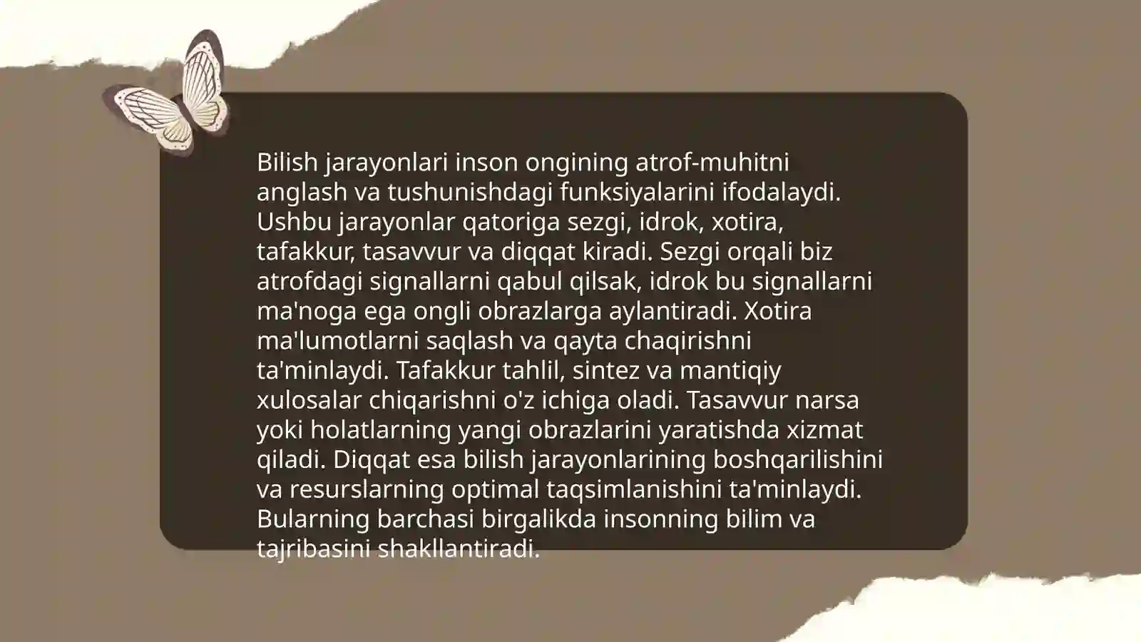 Bilish jarayonlari.Sezgi va idrok haqida 3