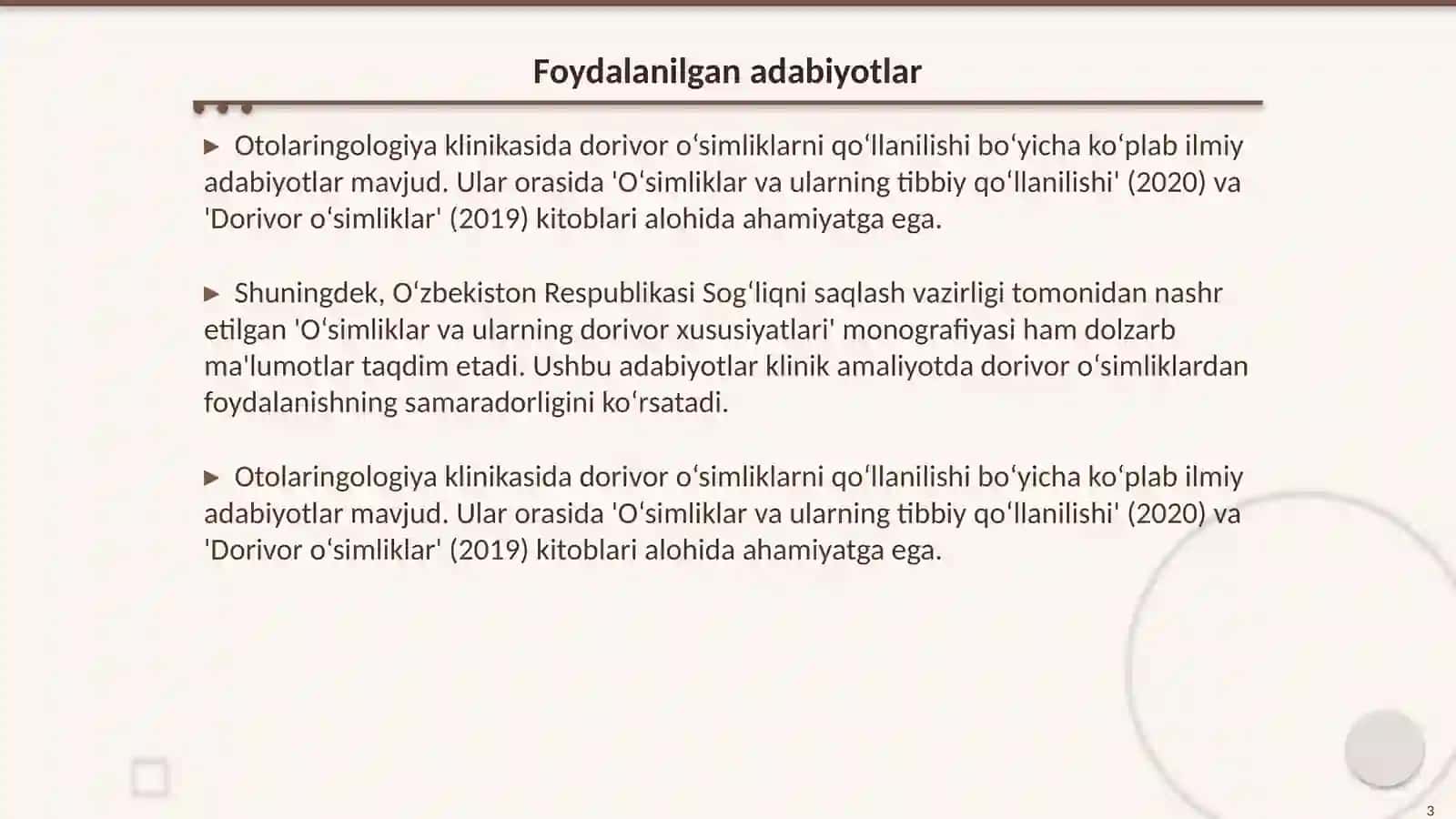 Otolaringologiya klinikasida dorivor o‘simliklarni qo‘llanilishi 3