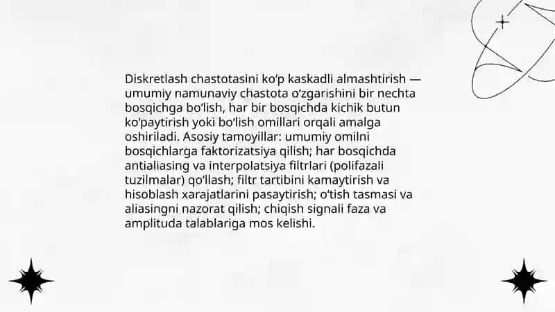 Diskretlash chastotasini ko‘p kaskadli almashtirish 3