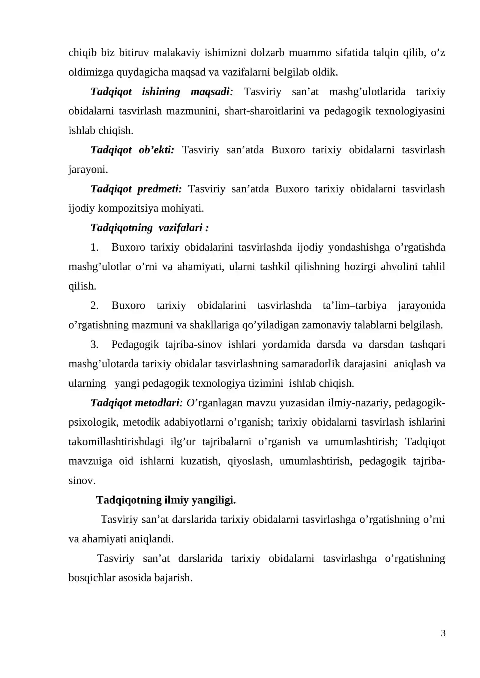 Bolo hovuz majmuasini tarixiy voqeylikda aks ettirish. Bitiruv malakaviy ish 3