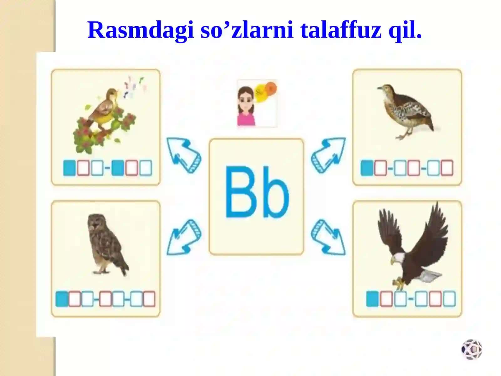 1 soatlik ochiq dars: Harf va tovush B tovushi va Bb harf 3