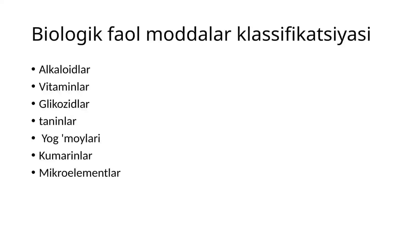 Biologik faol moddalar klassifikatsiyasi, tuzilishi va funksiyalari 3