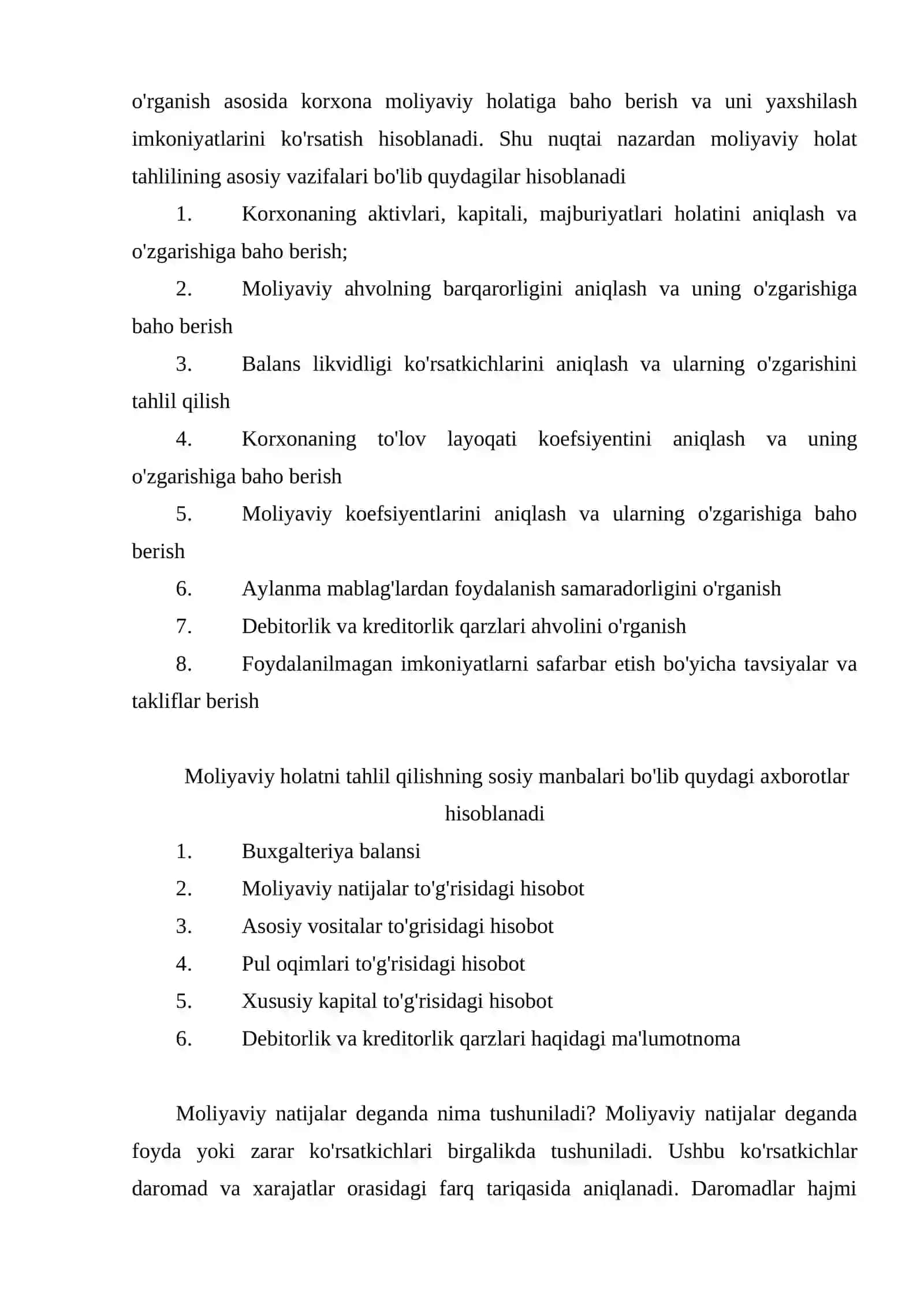 Korxona moliyaviy va iqtisodiy holatiga umumiy baho berish 3