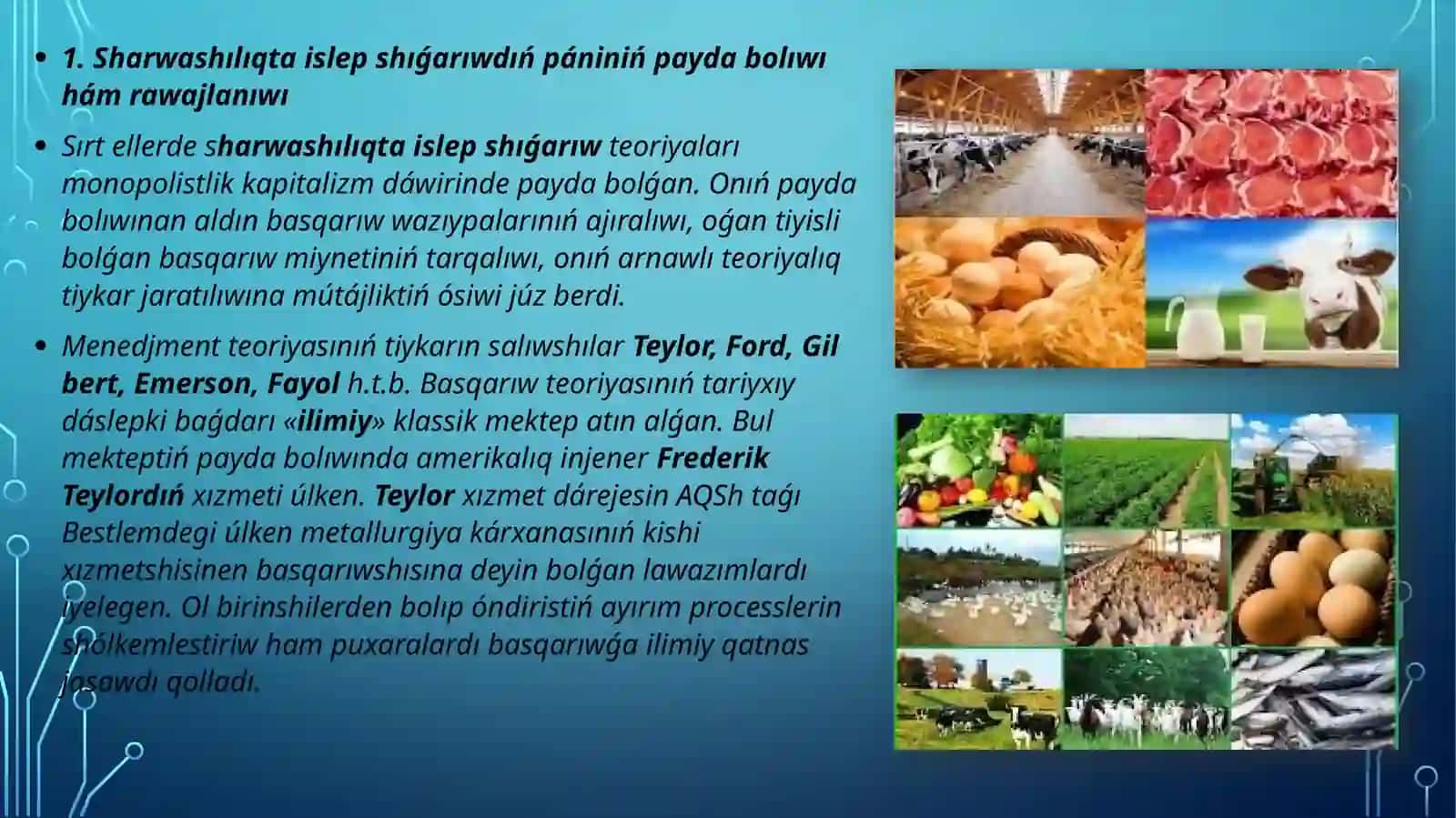Sharwashılıqta menejement hám islep shıǵarıwdı shólkemlestiriw 3