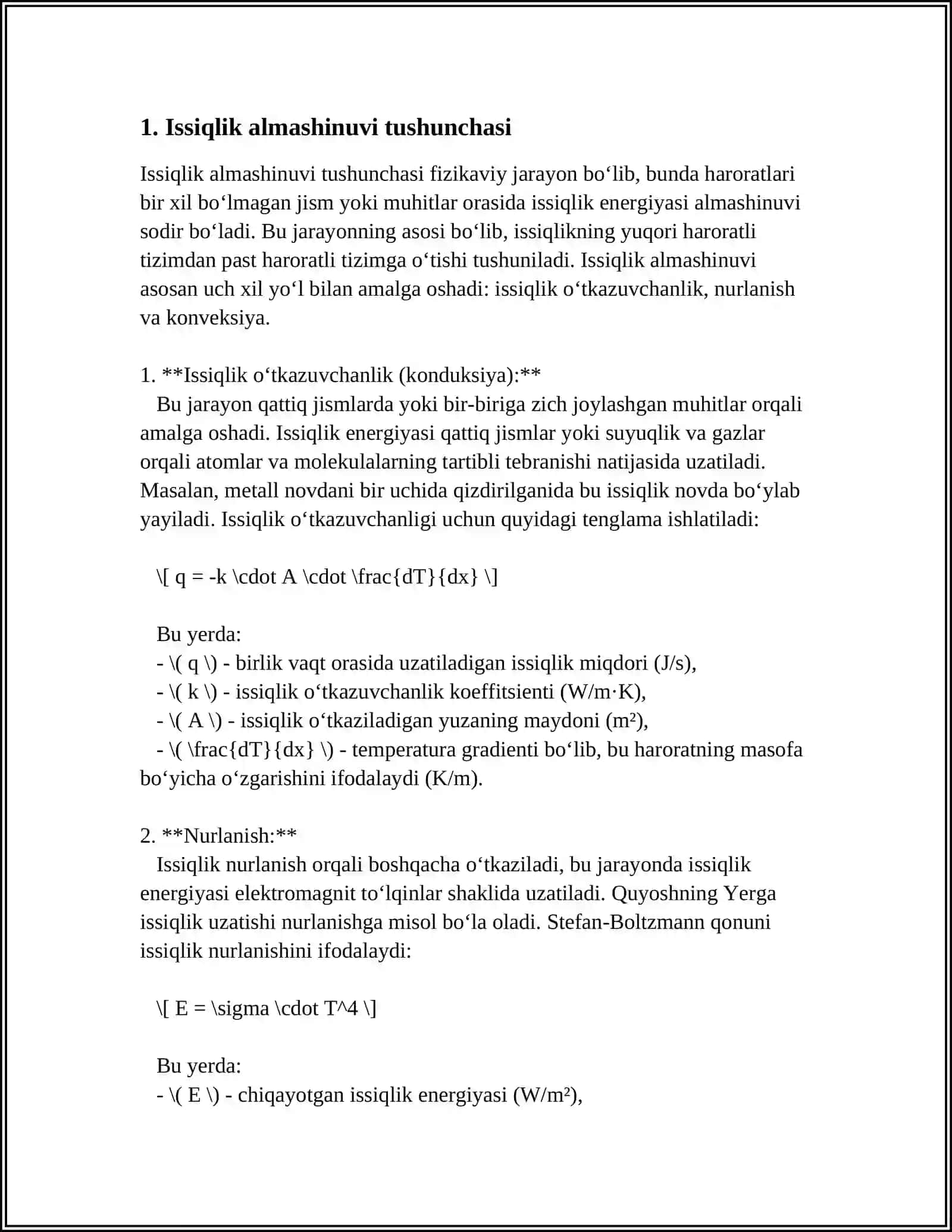 MODDA VA ENERGIYA ALMASHINUVI.TERMODINAMIKA 3