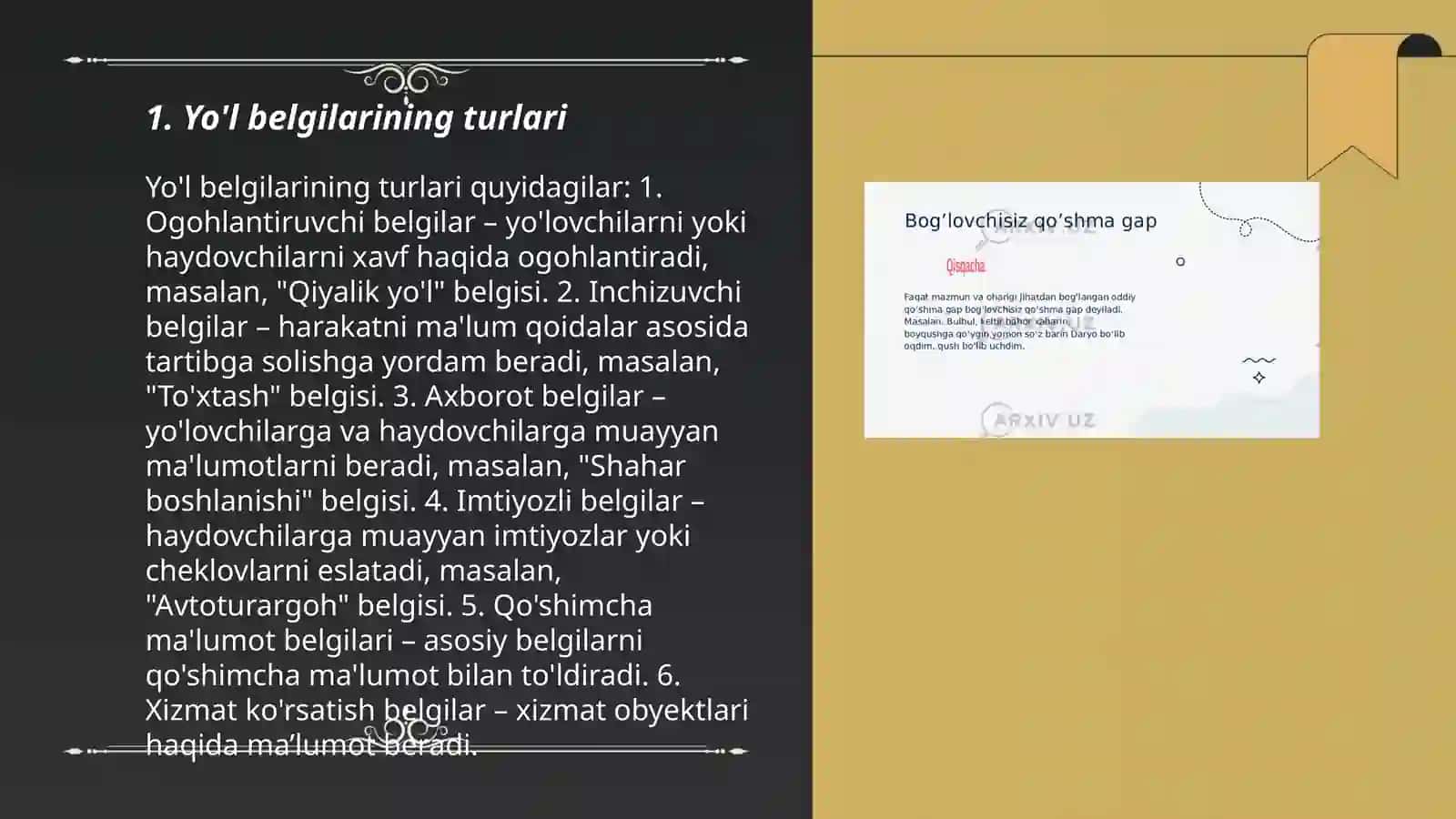 yo'l harakatini tashkil etish yo'l belgilarining o'rnatilishiga qo'yiladigan talablar 3