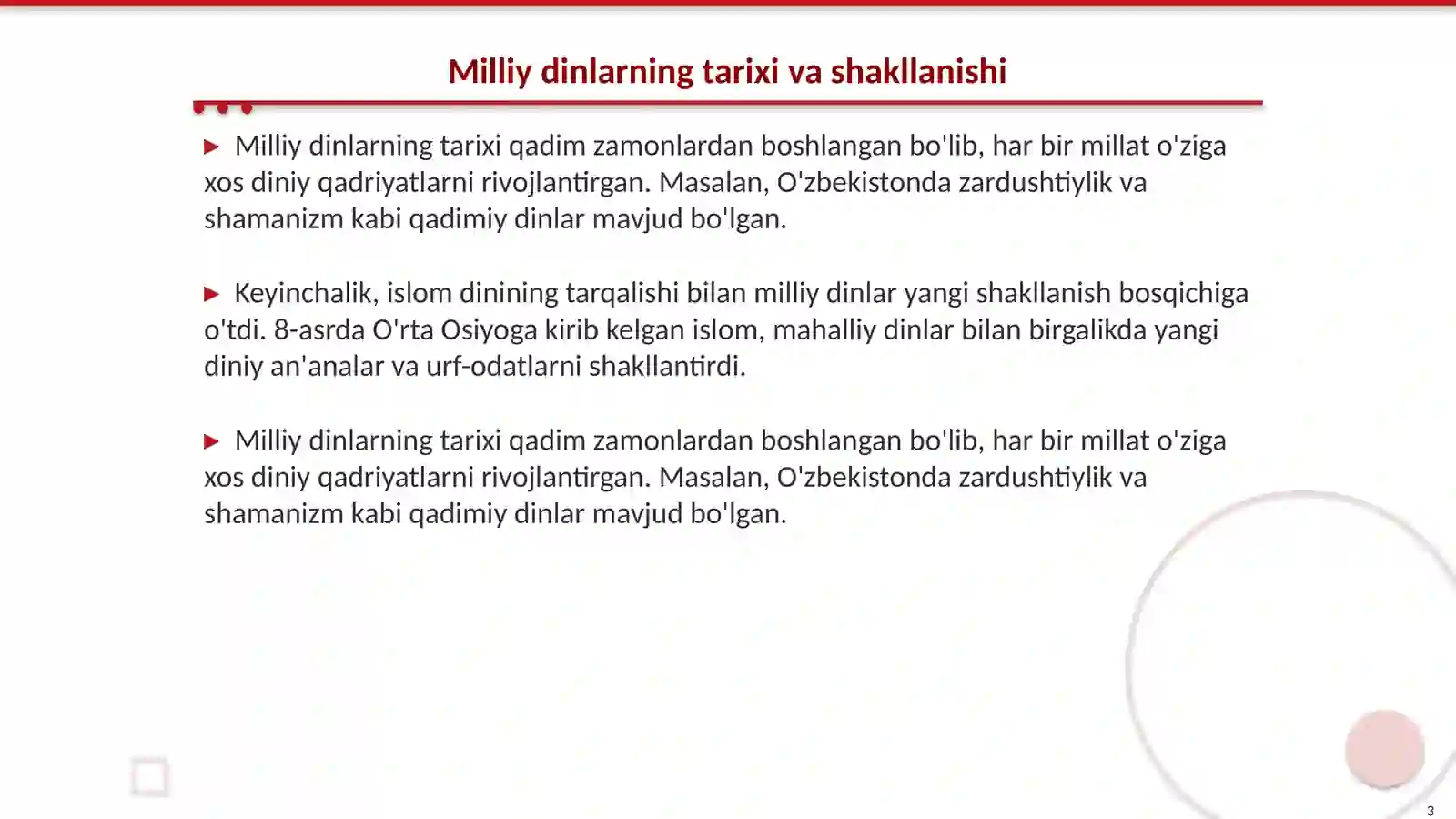 Milliy dinlarning asosiy talimoti 3