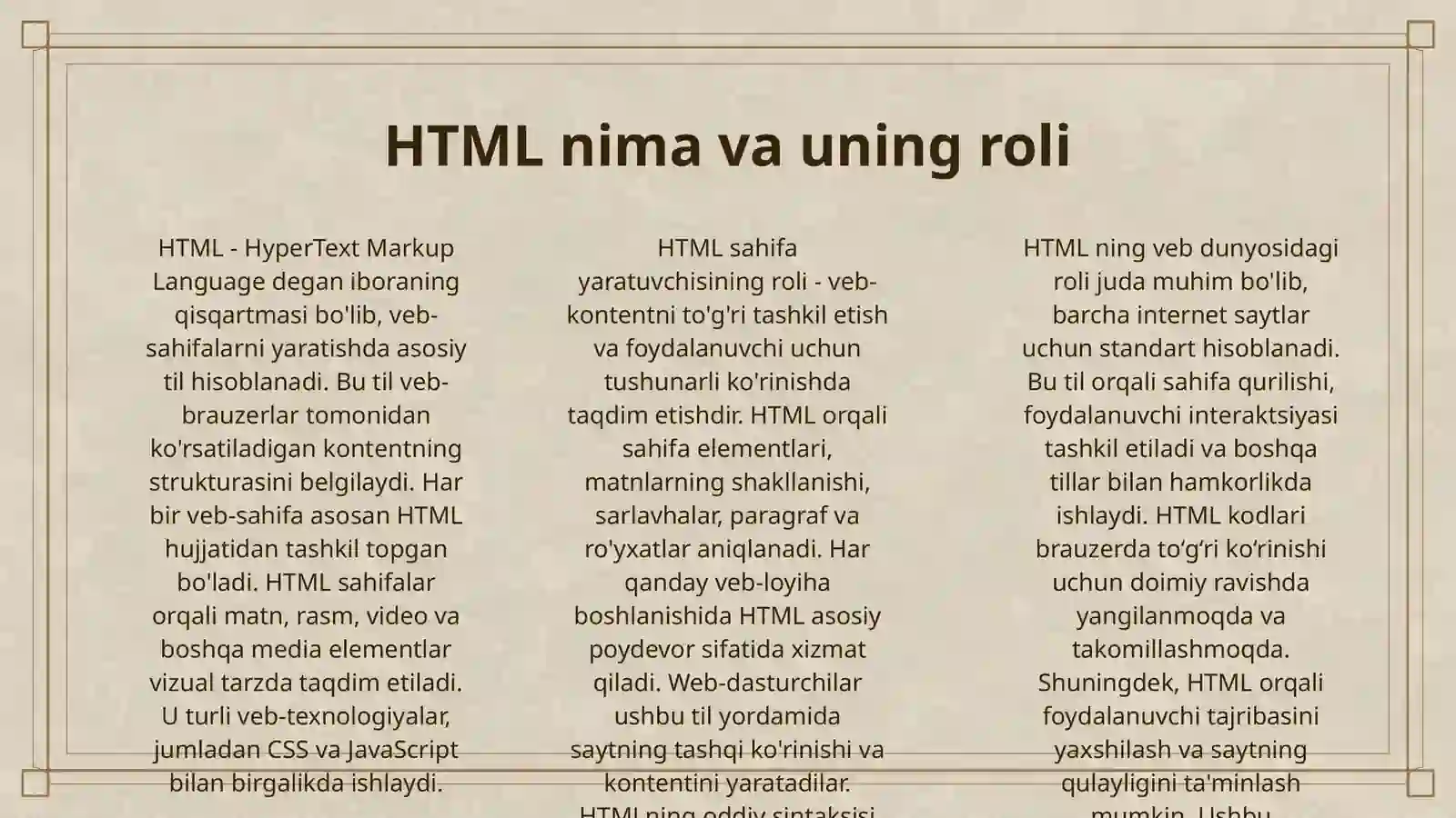 HTML TILIDA SAHIFA YARATISH 3
