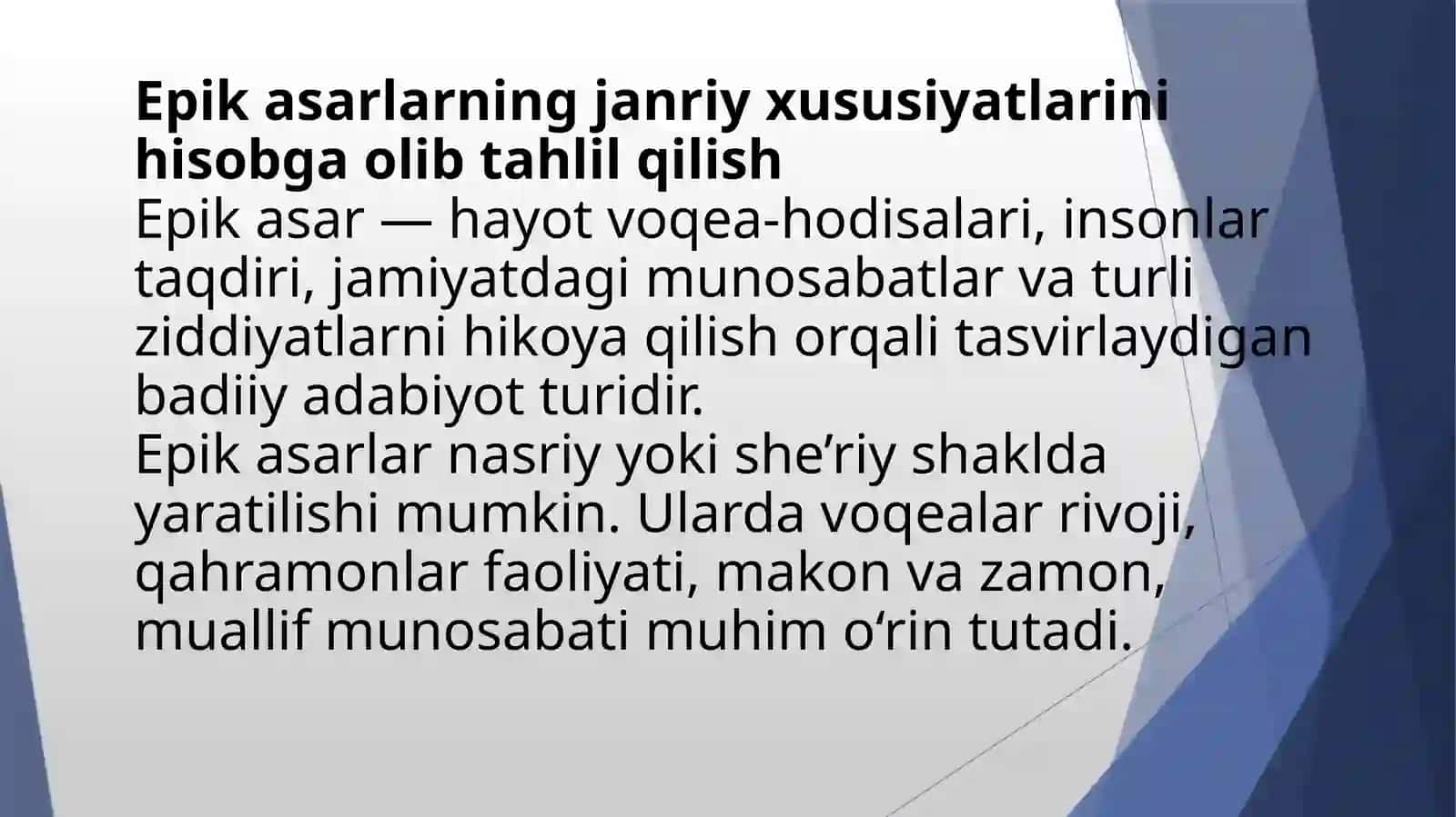 Epik asarlar tahlili, matn ustida ishlash yo'llari ("Xamsa" dostonlari misolida) 3