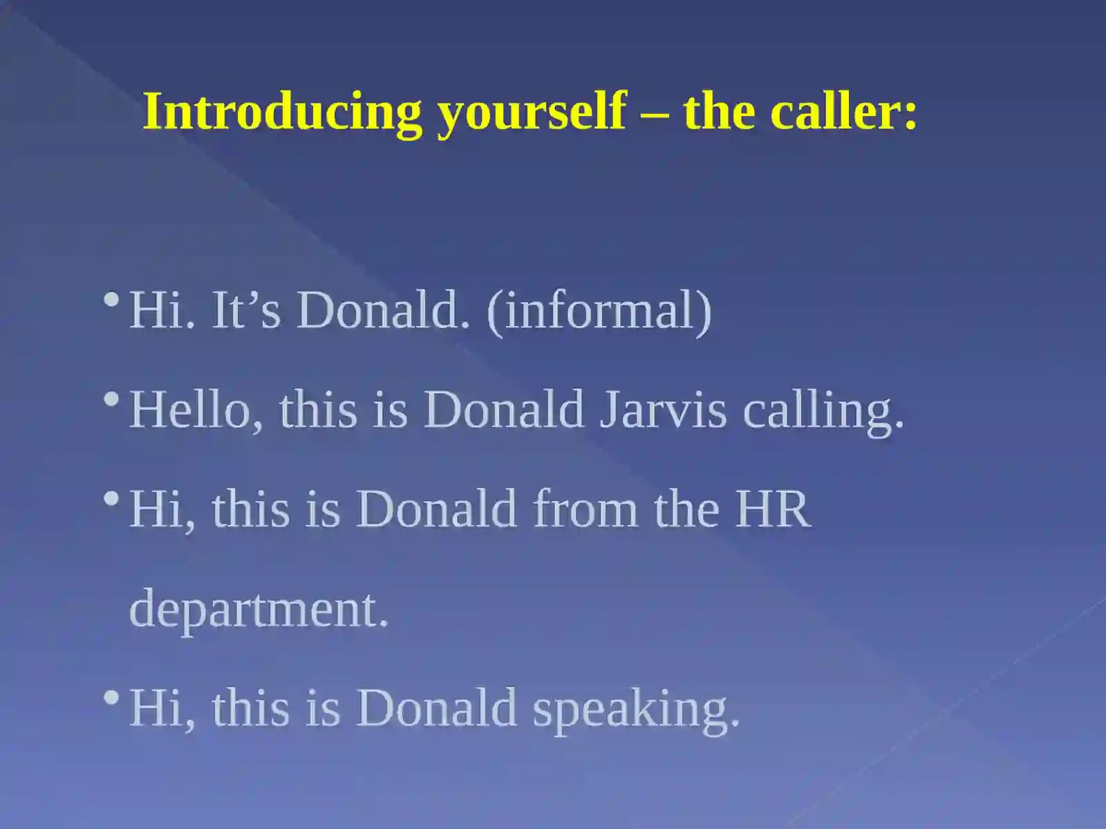 Telephone Etiquette Conversation Examples 3