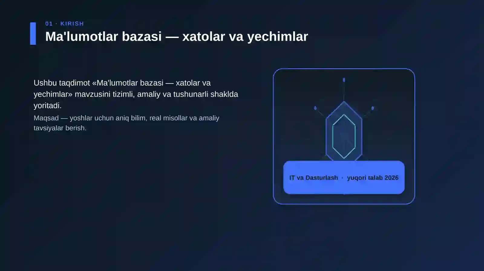 Ma'lumotlar bazasi — xatolar va yechimlar 3