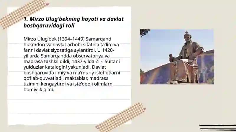Mirzo Ulugʻbek davlat arbobi va buyuk olim 3