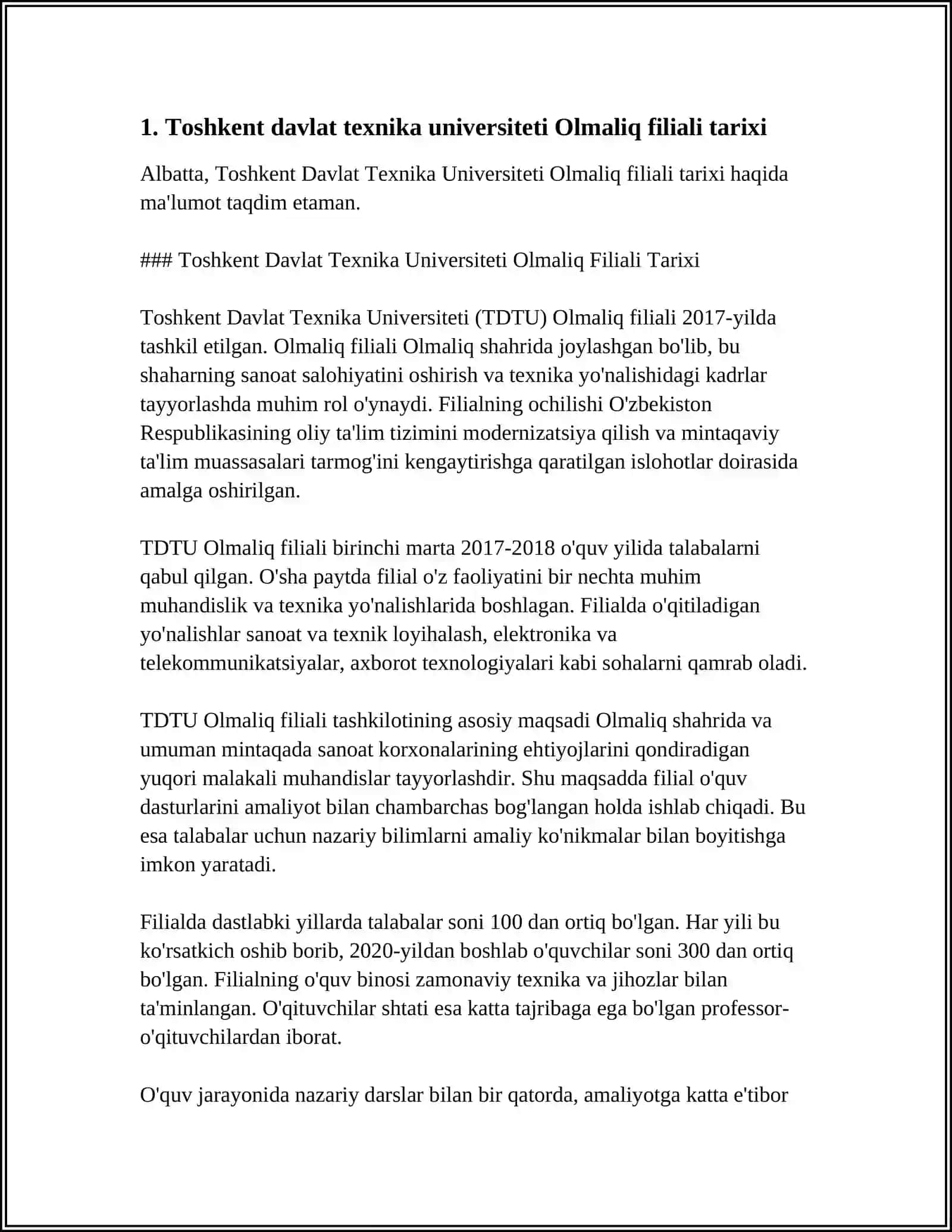 Toshkent Davlat Texnika Universiteti Olmaliq Filiali Tarixi 3