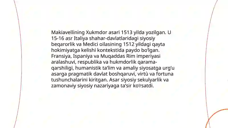 Makiavellining "Xukmdor" asari 3