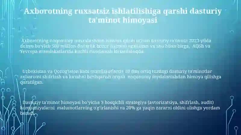 Axborotning ruxsatsiz ishlatilishiga qarshi dasturiy ta'minot himoyasi 3