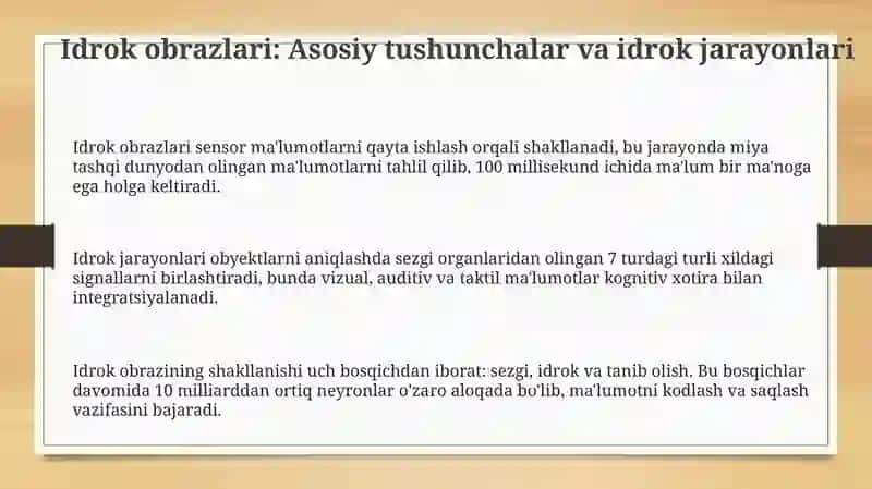 Perseptiv timsollarning tashkil topishi:o'rganish metodlari 3