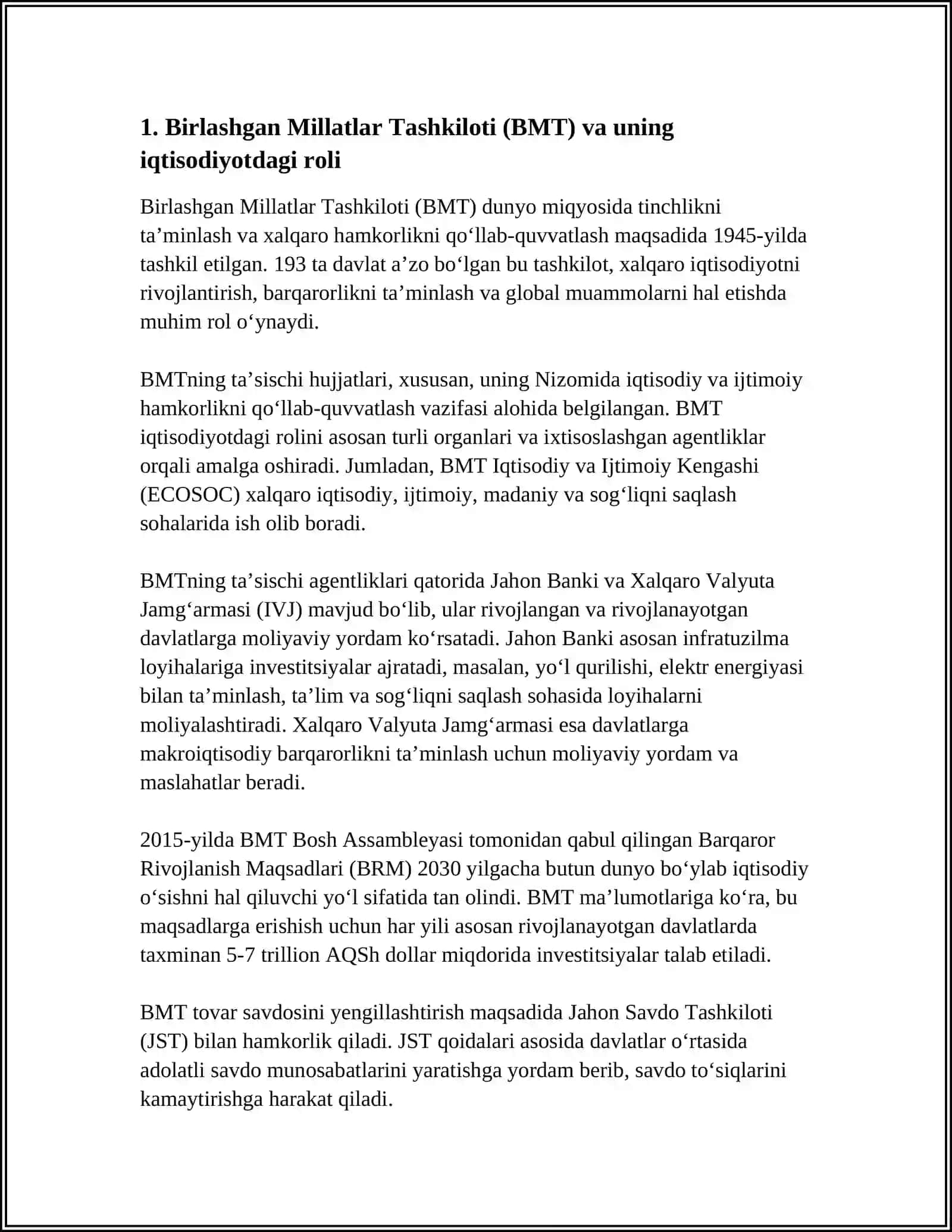 JAHON XO'JALIGINI RIVOJLANTIRISHDAGI O'RNI 3
