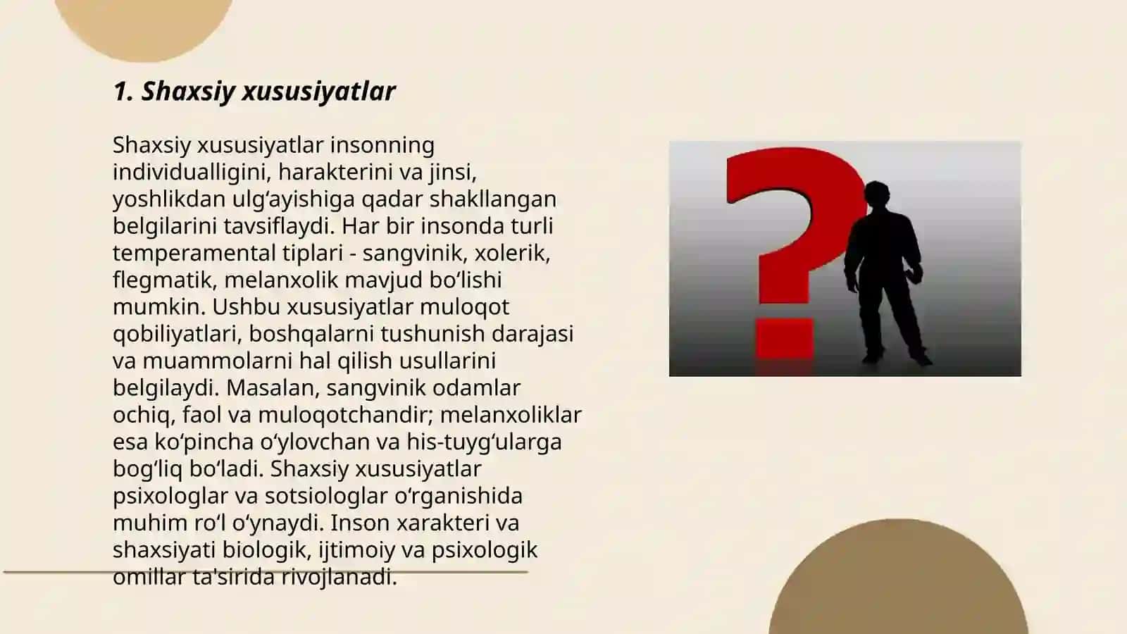 Shaxsiy xususiyatlar 3
