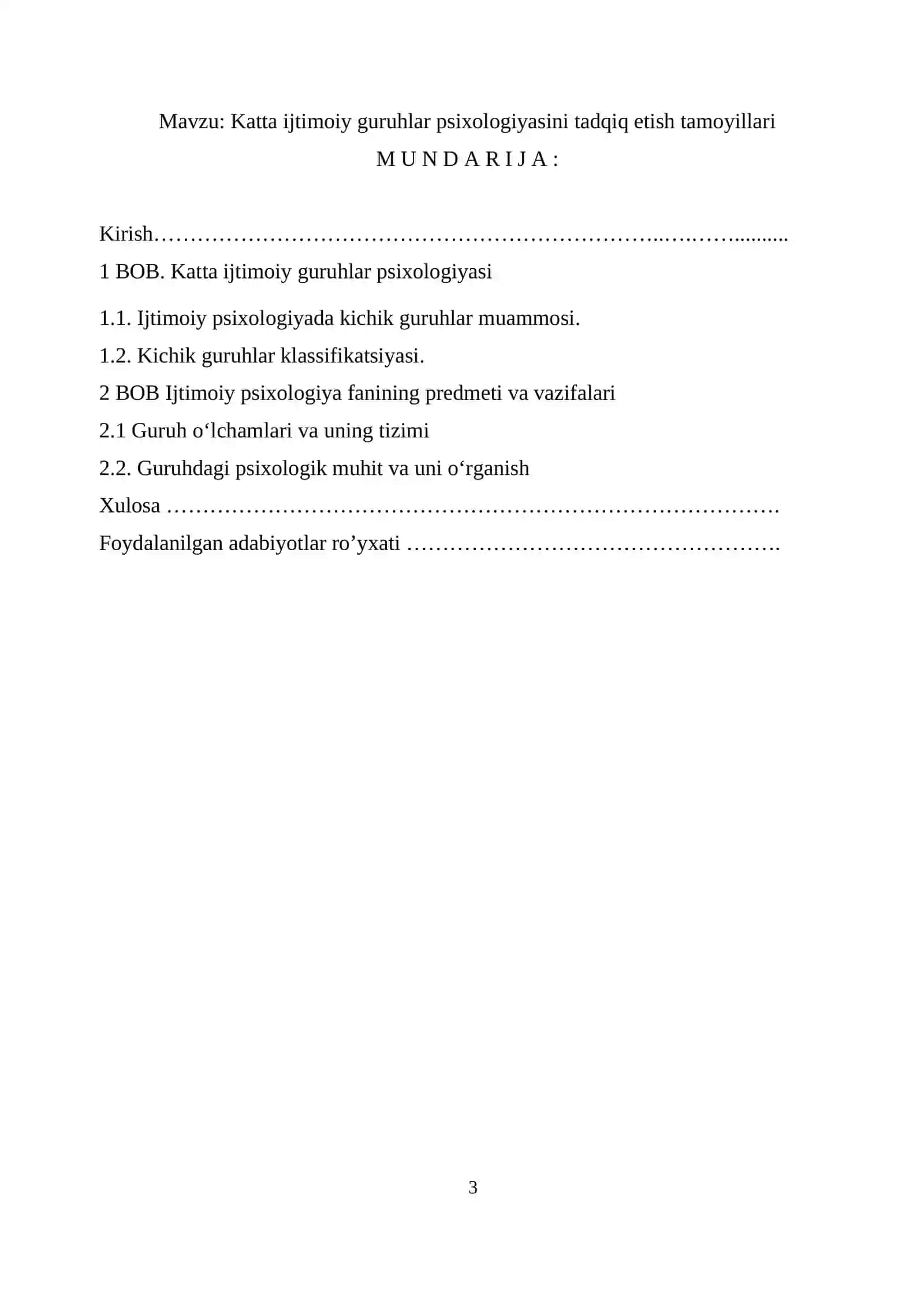 Sotsiologiya fanidan kurs ishi 3
