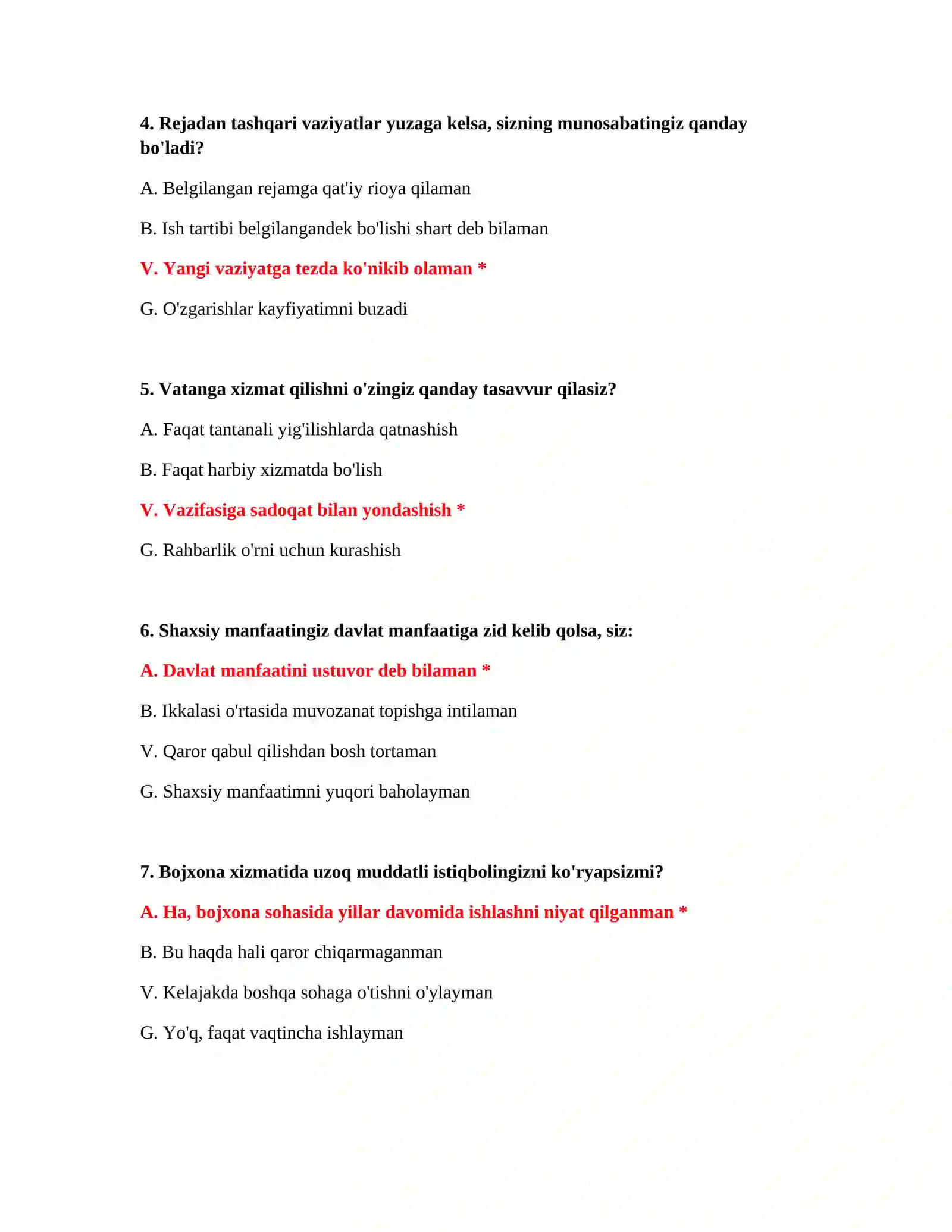 Bojxona testlari online 3