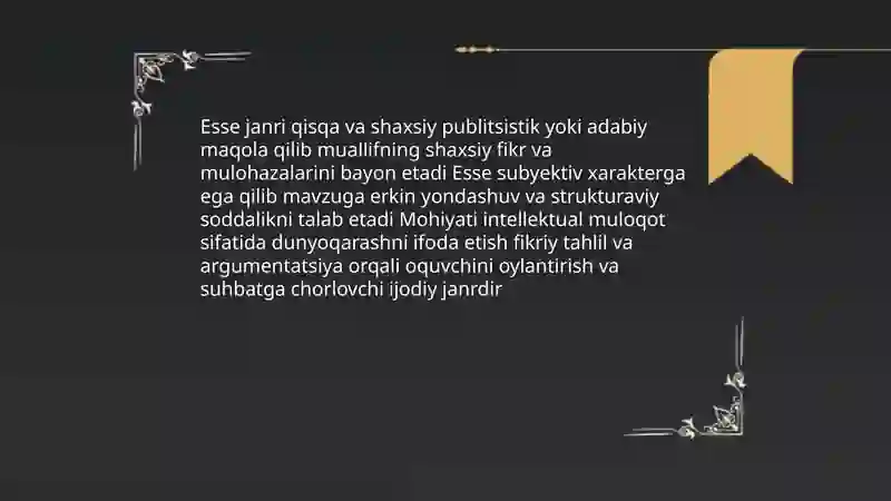 Esse janrining talablari va ta'rifi 3